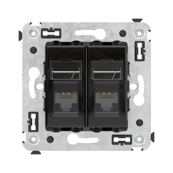 Купить DKC Компьютерная розетка RJ-45 в стену, кат.6А двойная, "Avanti", "Черный квадрат"
