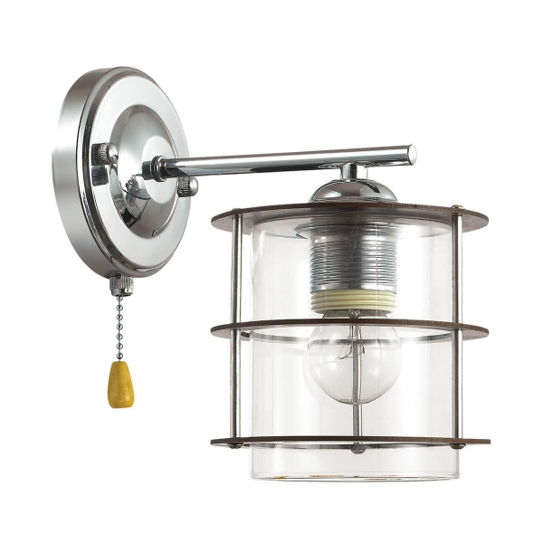 Купить Lumion 3504/1W LN18 215 хром/плафон стекло/дерев. декор на плафоне Бра Е27 60W 220V ROTONDUM