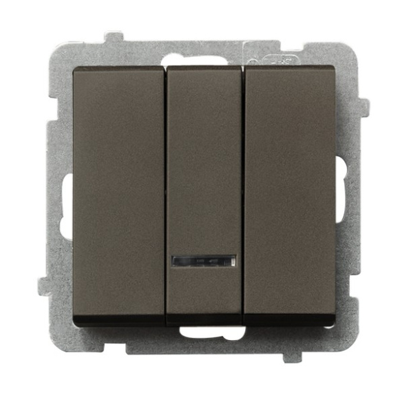 Ospel Sonata Шоколадный металлик Выключатель 3-клавишный с подсветкой, без рамки ŁP-13RS/m/40