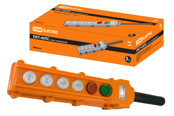 TDM Пульт управления ПКТ-40ПС, кнопки Пуск с фиксацией, Стоп, вверх, вниз, влево, вправо, IP54 SQ0706-0008