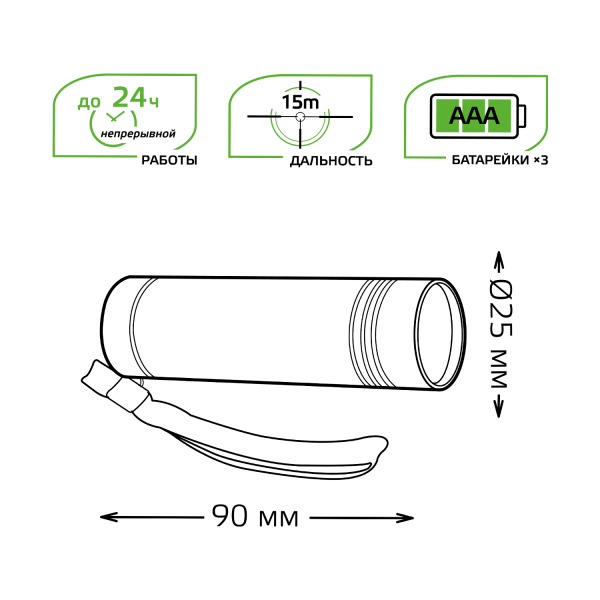 Купить Gauss Фонарь ручной модель GFL107 2W 120lm 3xAAA LED 12/48/240 GF107