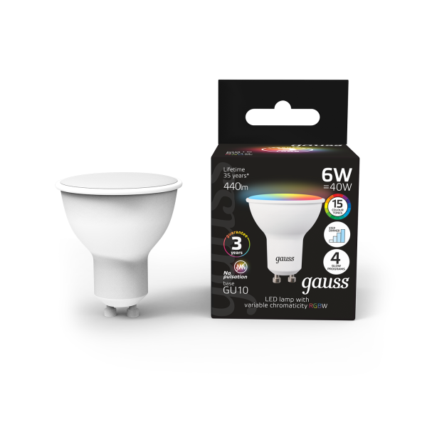 Купить Gauss Лампа MR16 6W GU10 RGBW+димирование LED 101106406