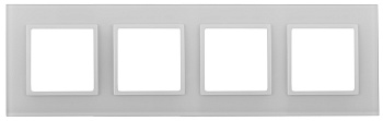 Эра Elegance Рамка для розеток и выключателей 14-5104-01 на 4 поста, стекло, белый+белый