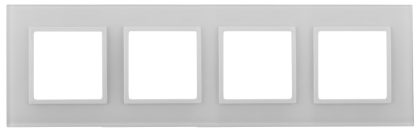 Эра Elegance Рамка для розеток и выключателей 14-5104-01 на 4 поста, стекло, белый+белый