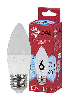 ЭРА ECO LED B35-6W-840-E27 (диод, свеча, 6Вт, нейтр, E27)