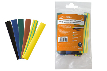 TDM Термоусаживаемая трубка ТУТнг 8/4 набор (7 цветов по 3 шт. 100мм) SQ0518-0504