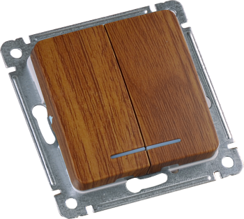 Hegel Мастер внутр Дуб ВС10-452-05 Выключатель 2-клавишный, с индикацией, механизм