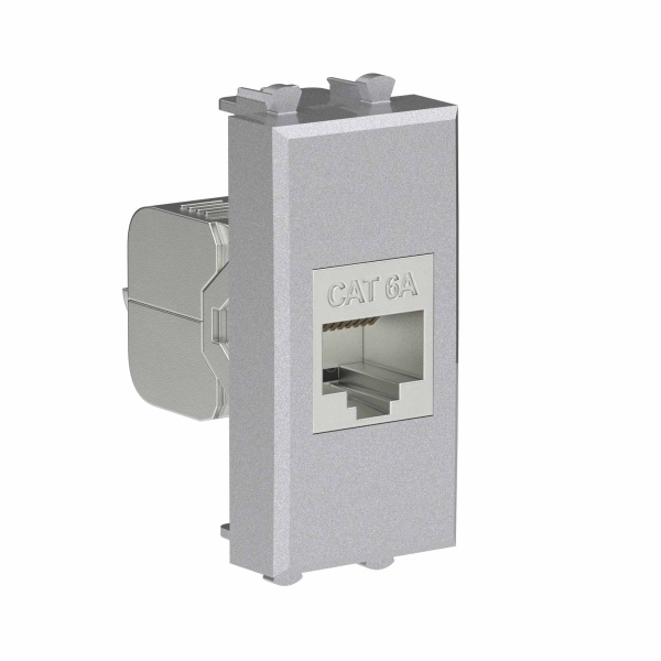 Купить DKC Компьютерная розетка RJ-45 без шторки модульная, кат.6А экранированная, "Avanti", "Закаленная сталь", 1 модуль