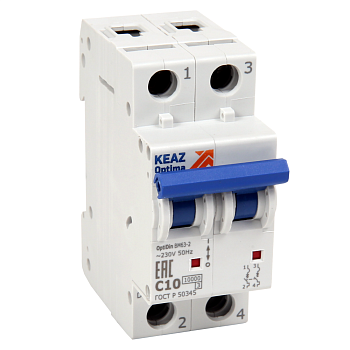 КЭАЗ OptiDin BM63 Автоматический выключатель 2P 4A C 10кА AC (BM63-2C4-10-УХЛ3) 262587