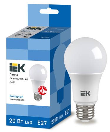 IEK Лампа светодиодная ECO A60 шар 20Вт 230В 6500К E27 LLE-A60-20-230-65-E27