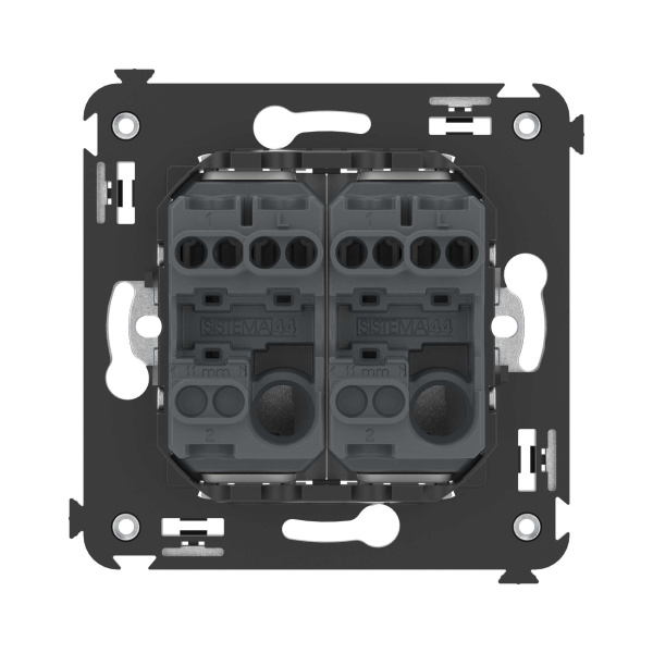 Купить DKC Кнопка двухклавишная в стену, "Avanti", "Закаленная сталь"