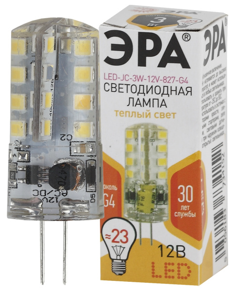 ЭРА LED JC-3W-12V-827-G4 (диод, капсула, 3Вт, тепл, G4)