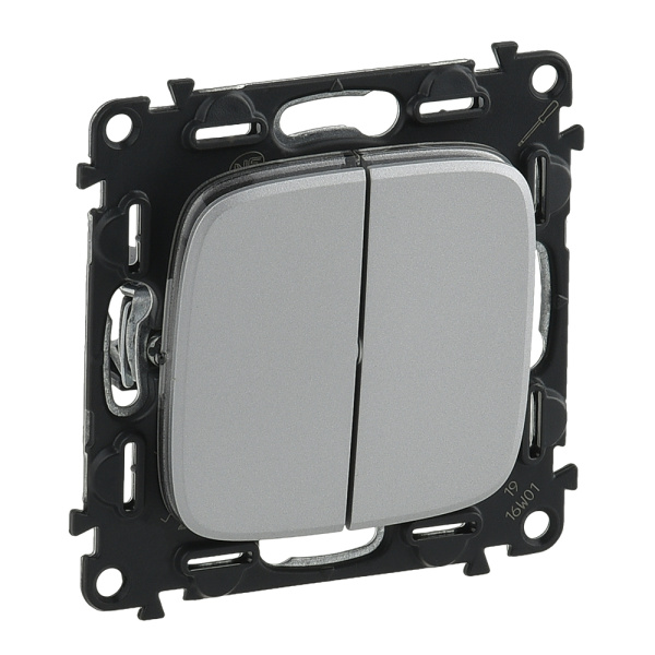 Legrand Valena ALLURE DIY Алюм Выключатель 2-х клавишный 10А 250В 752905