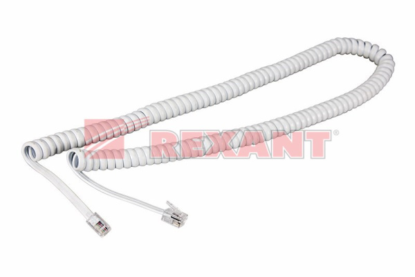 Купить Шнур витой трубочный 7М телефонный белый Rexant 18-2071