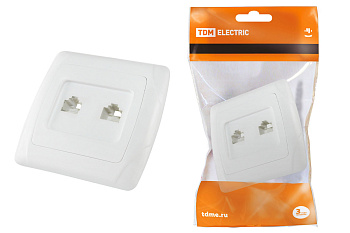 TDM Розетка двойная телефонная RJ11  белая "Онега" SQ1805-0021