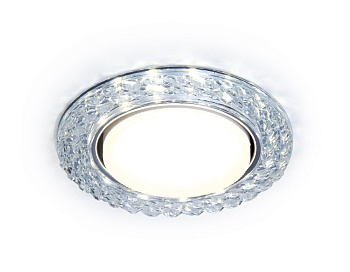 Ambrella Встраиваемый точечный  светильник с LED подсветкой G330 CL прозрачный GX53+3W(LED WHITE) D118*38