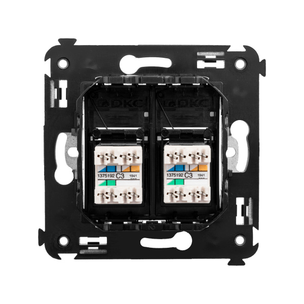 Купить DKC Телефонная розетка RJ-12 в стену двойная, "Avanti", "Черный матовый"