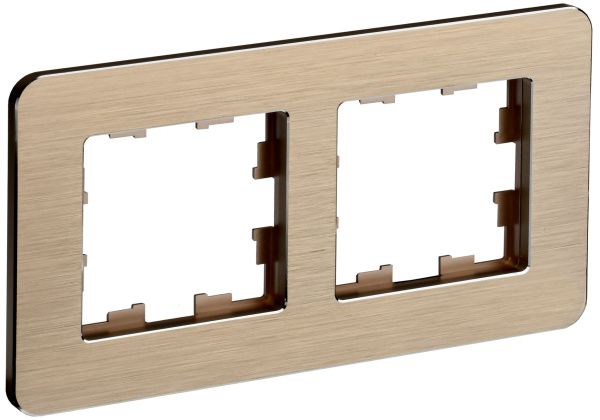 IEK BRITE DECOR Шампань металл. скругл.уголРамка 2-м РУ-2-1-Бр RE AL