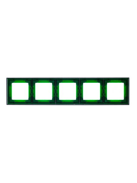 Купить ABB EPJ Levit зелёный / дымчатый чёрный Рамка 5 поста 2CHH015050A6067