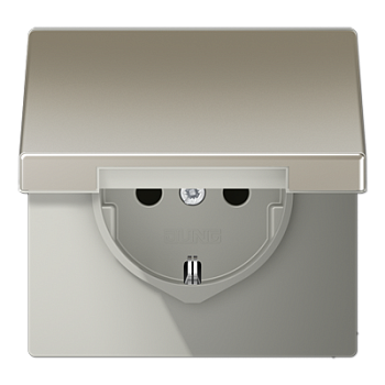 JUNG LS 990 Edelstahl Розетка штепсельная с откидной крышкой и защитой от детей 16А 250V ES1520KIKL