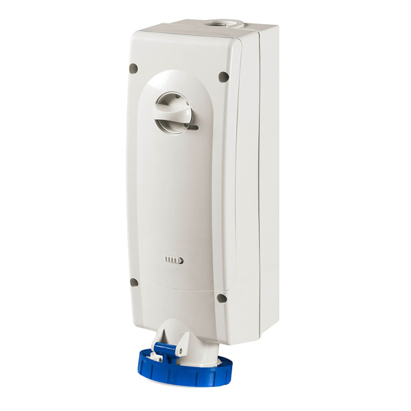 DKC Розетка настенная с механической блокировкой и боковым расположением разъема IP67 63А 2P+E 230В