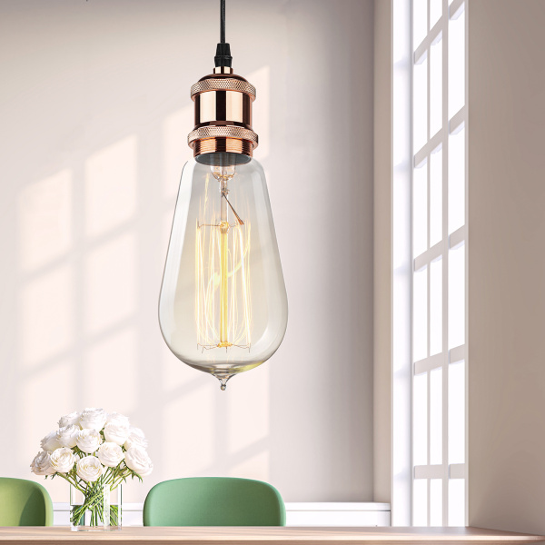 ЭРА PL13 E27 - 1 RG Подсветка Накладной, цоколь Е27, провод 1 м, цвет розовое золото (60/360) Б0048522