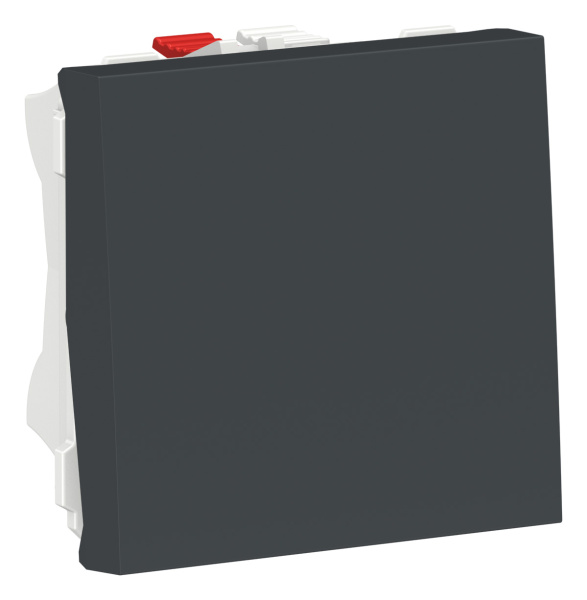 Купить SE Unica Modular Антрацит Выключатель 1-клавишный, кнопочный, сх. 1, 10A, 2 модуля NU320654