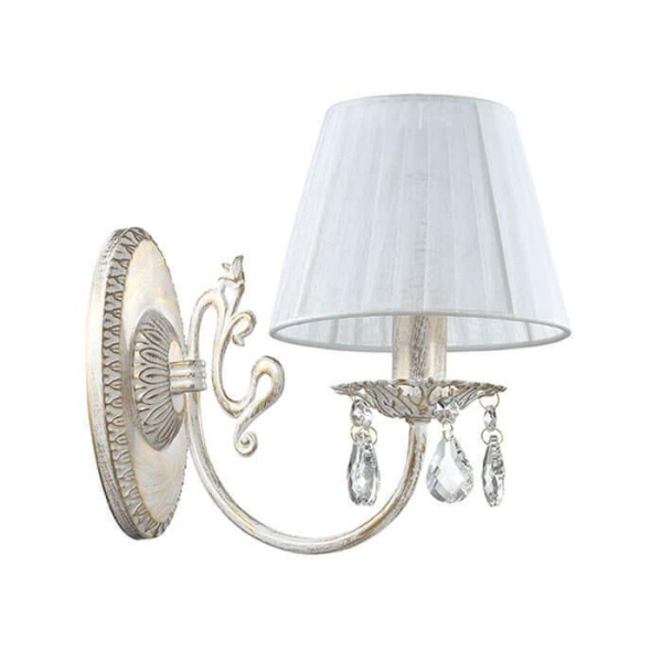 Odeon Light 3229/1W ODL16 019 белый/зол.патина/ткань/хрусталь Бра E14 1*40W 220V MAGALI Odeon Light 3229/1W ODL16 019 белый/зол.патина/ткань/хрусталь Бра E14 1*40W 220V MAGALI