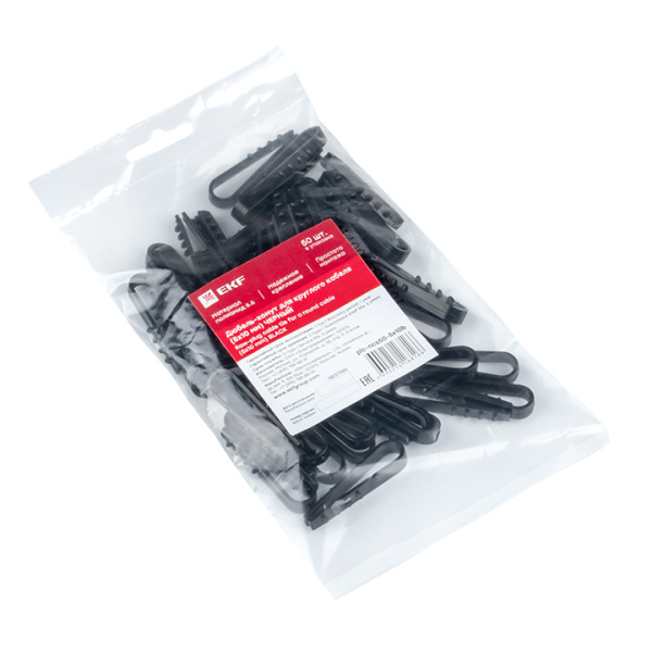 Купить EKF PROxima Дюбель-хомут для круглого кабеля (5-10мм) черный (50шт.)