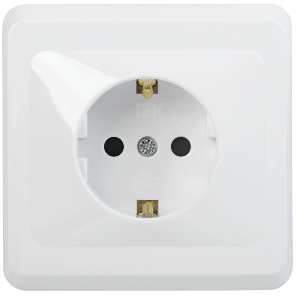Купить IEK VEGA РС10-3-ВБ Розетка 1местн. c з/к без защ.штор. 16А ВЕГА (белый)