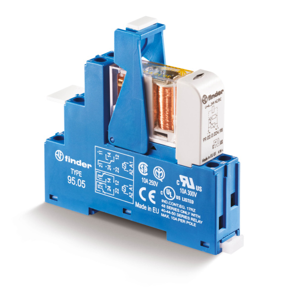 Finder Интерфейсный модуль (сборка 50.12.9.024.5000 + 99.02.9.024.99 + 95.05SPA), электромеханическое реле; 2CO 8A; контакты AgNi+Au; питание 24В DC; 483290245060SPA