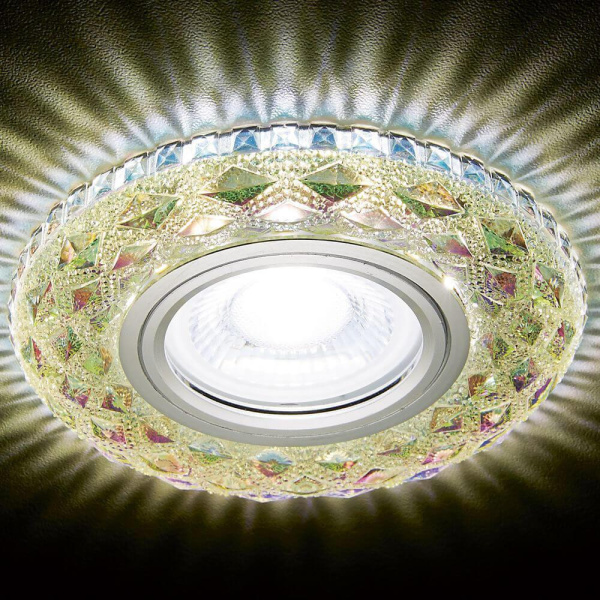 Купить Ambrella Встраиваемый точечный светильник со светодиодной лентой S288 PR хром/перламутровый хрусталь/MR16+3W(LED WHITE)