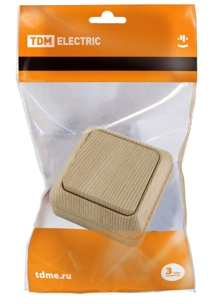 Купить TDM Выключатель 1-кл. открытой установки IP20 10А, сосна "Ладога" SQ1801-0043