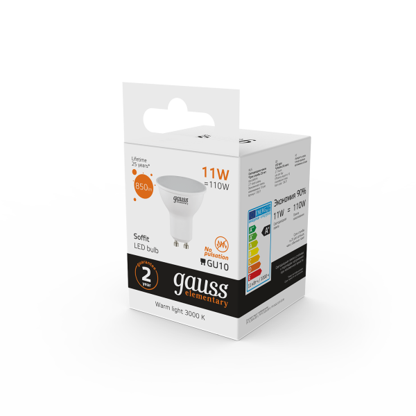 Купить Gauss Лампа Elementary MR16 11W 850lm 3000K GU10 LED 1/10/100 13611