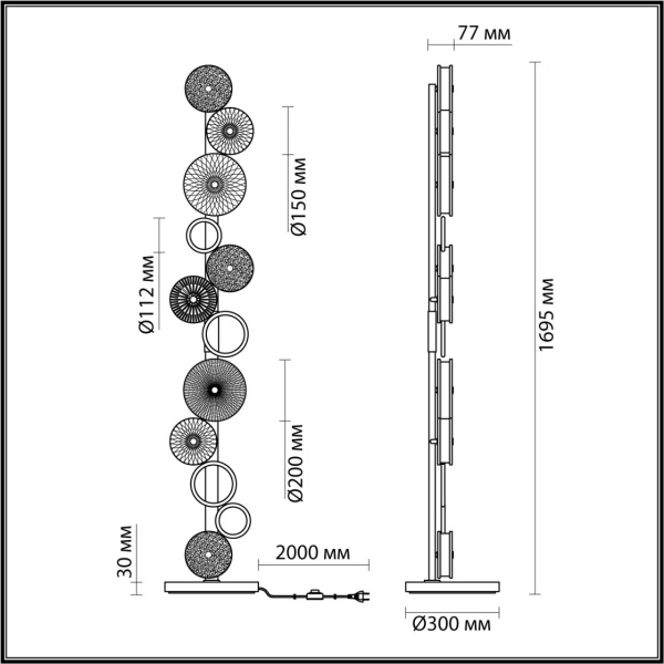Купить Odeon Light 5412/68FL L-VISION ODL_EX23 9 золотой/разноцветный металл/стекло Торшер LED 68W 4000K CARAMELLA