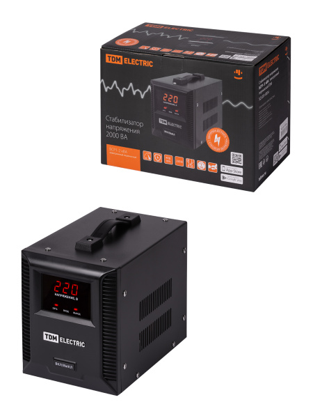 TDM Стабилизатор напряжения БСР1-2,0 кВА электронный переносной SQ1201-0034