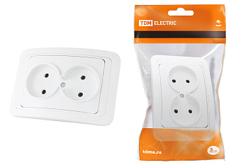 TDM Розетка двойная 2П 10А белая "Валдай" SQ1804-0009