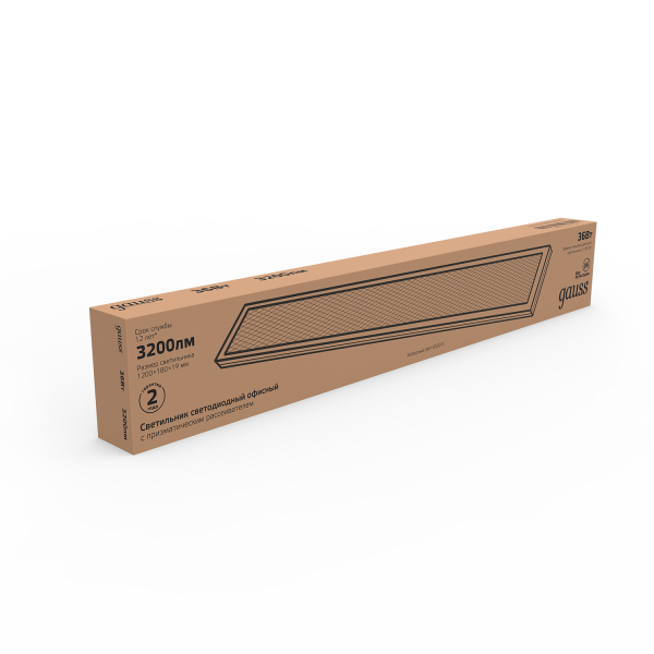 Купить Gauss Светильник офисный 36W 2950lm 6500K IP20 1200*180*19мм призма LED 860125336
