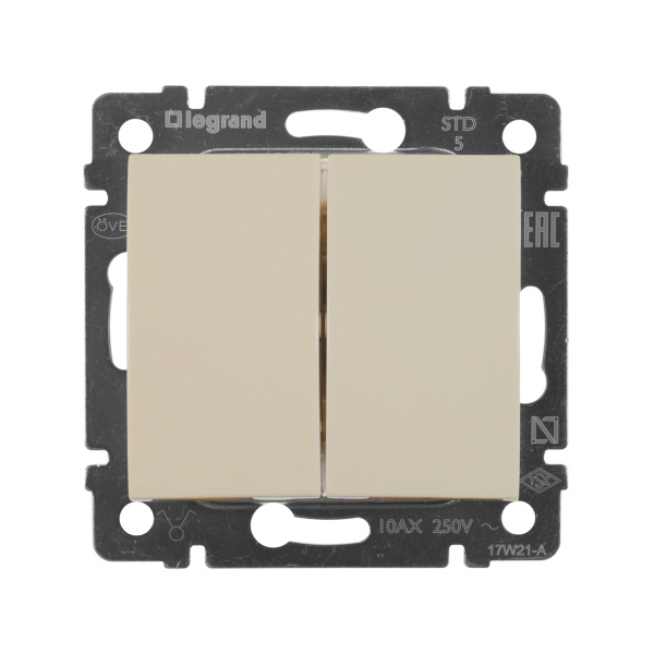 Купить Legrand Valena Крем Выключатель 2-клавишный 774305