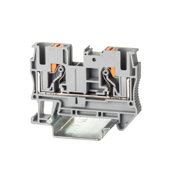 DKC Nuputuk Клемма проходная, зажим push-in, 2 точки подключения, 6 кв.мм, серая