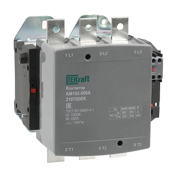 Dekraft Контактор 500А 220В_АС АС3_ АС4 1НО+1НЗ КМ-102