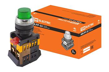 TDM Кнопка ABLFP-22 зеленый d22мм неон/230В 1з+1р SQ0704-0006