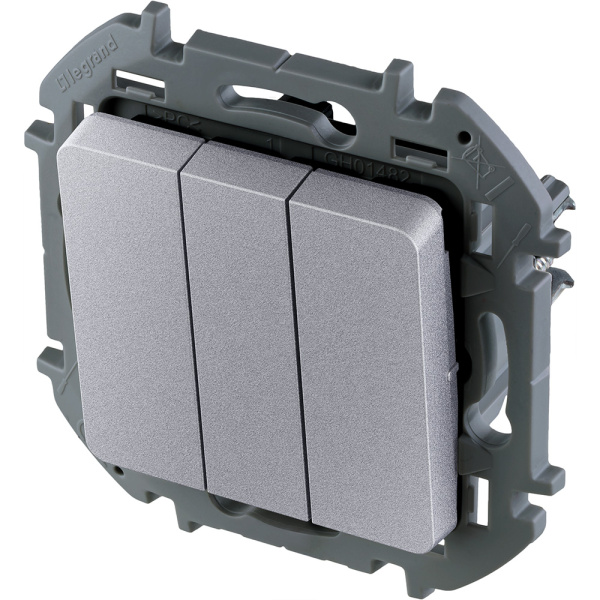 Купить Legrand INSPIRIA Алюминий Выключатель трехклавишный 10 AX - 250 В 673642