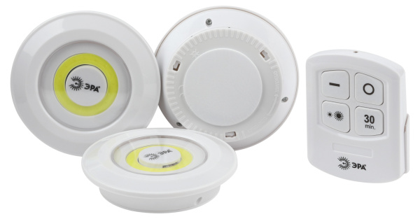 ЭРА Светодиодный фонарь подсветка SB-511 пушлайт, 6Вт, COB, 3хAAA, белый, 3 штуке в коробке, ИК пульт