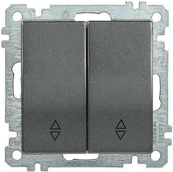 IEK ВС10-2-2-Б Выключатель двуклавишный проходной 10А BOLERO антрацит EVB22-K95-10