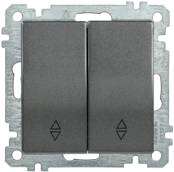 IEK ВС10-2-2-Б Выключатель двуклавишный проходной 10А BOLERO антрацит EVB22-K95-10