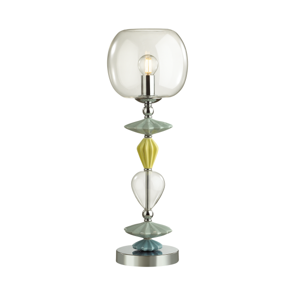 Купить Odeon Light 4893/1T CLASSIC ODL_EX22 35 хром/раноцветн./керамика/стекло Настольная лампа E14 1*40W 4893/1T BIZET