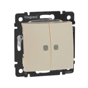 Legrand Valena Крем Выключатель 2-клавишный с подсветкой 774328