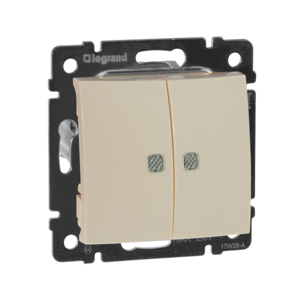 Legrand Valena Крем Выключатель 2-клавишный с подсветкой 774328
