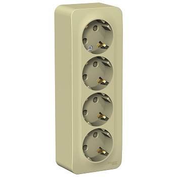 Systeme Electric Blanca наруж Беж Розетка 4-ая с/з со шторками, изолир. пластина 16А, 250В